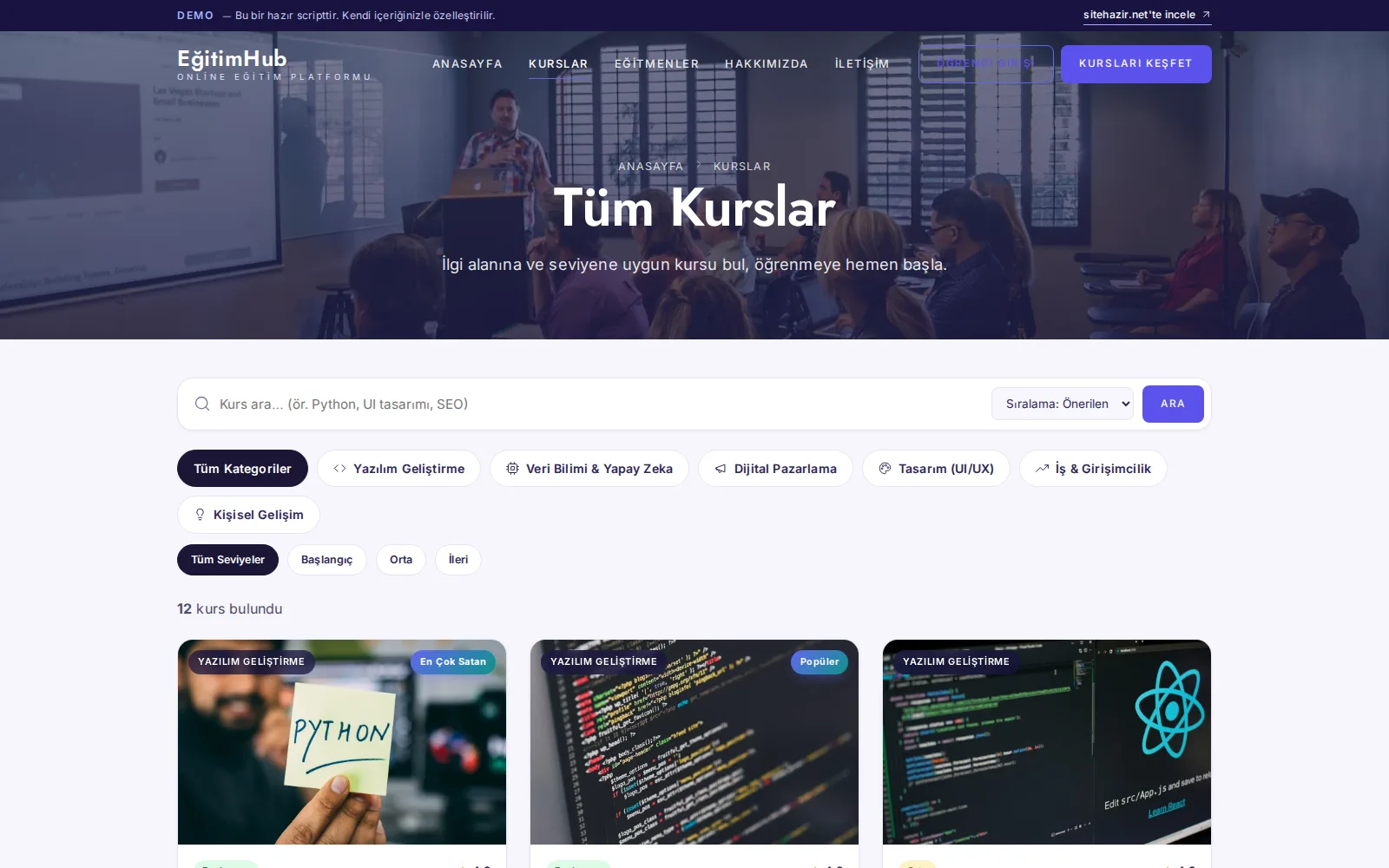 Kurs listesi