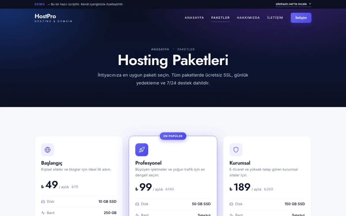 Hosting Paketleri