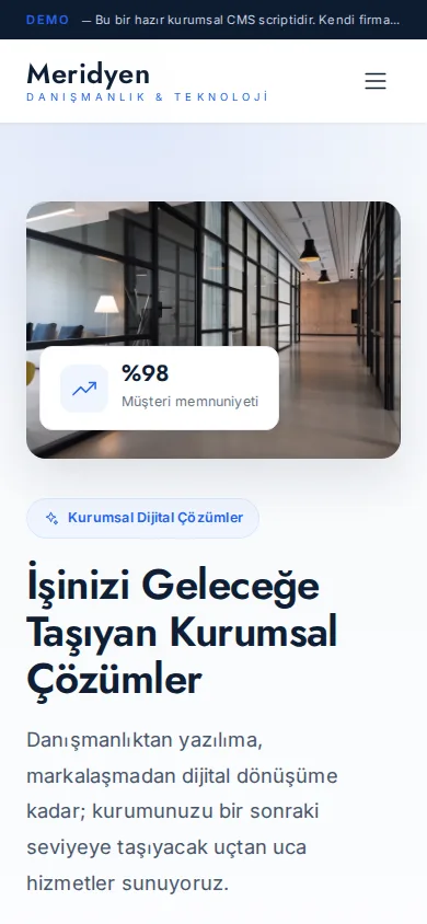 Kurumsal Web ve CMS Scripti — mobil görünüm